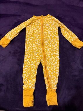 Little Sleepies Mustard Yellow Floral Zip One-Piece